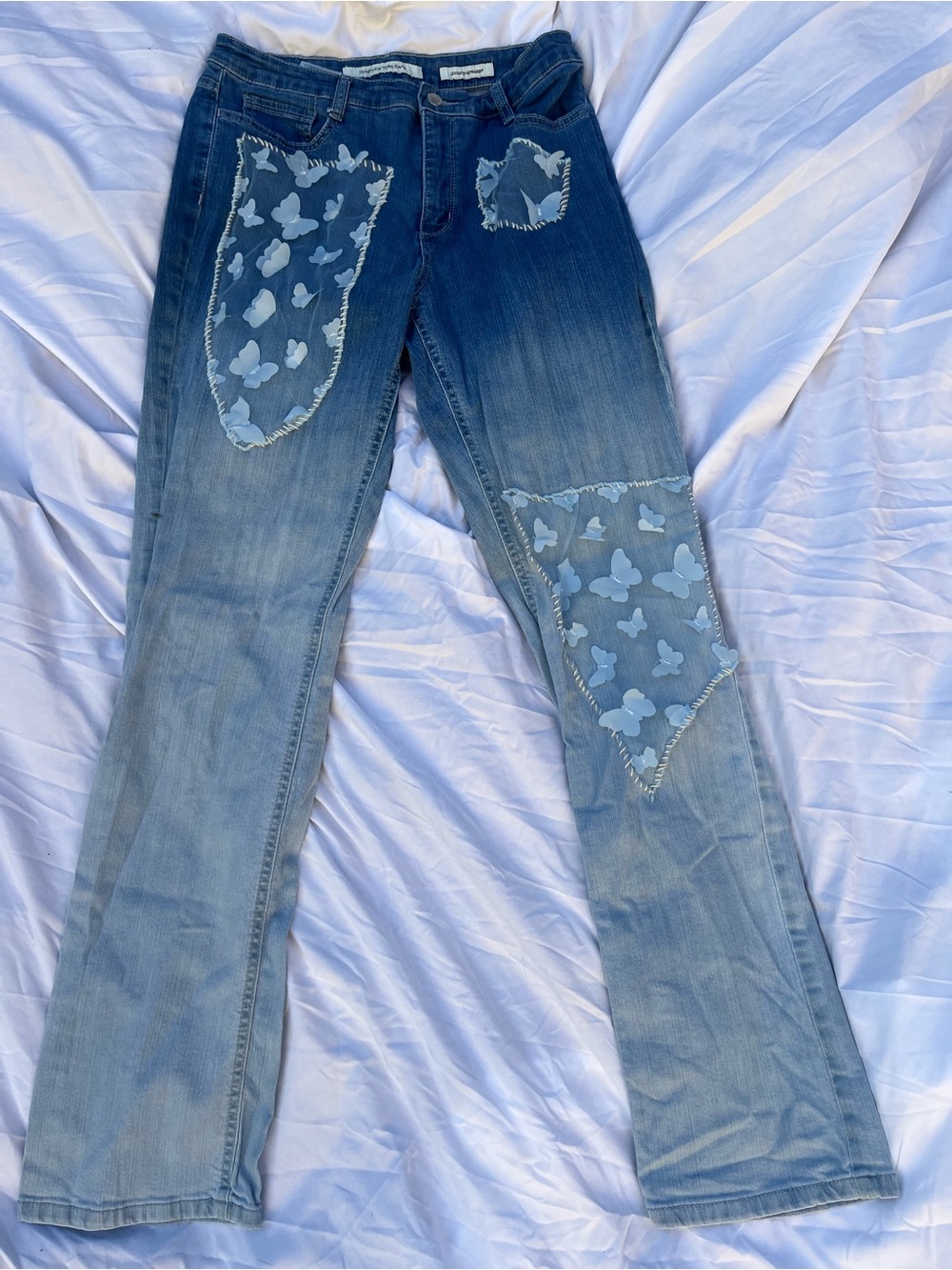 Jones New York OOAK Reworked Butterfly Patch Jeans Ombre Y2K Fairy